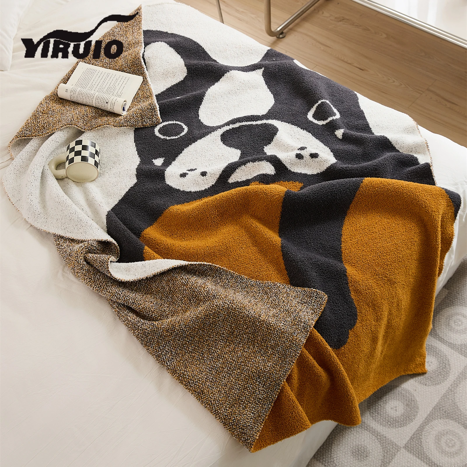 

YIRUIO Cute Comfortable Cozy Bulldog Blanket Home Decor Sofa Bed Couch Leisure TV Nap Read Shawl Knee Warm Soft Wrap Dog Blanket