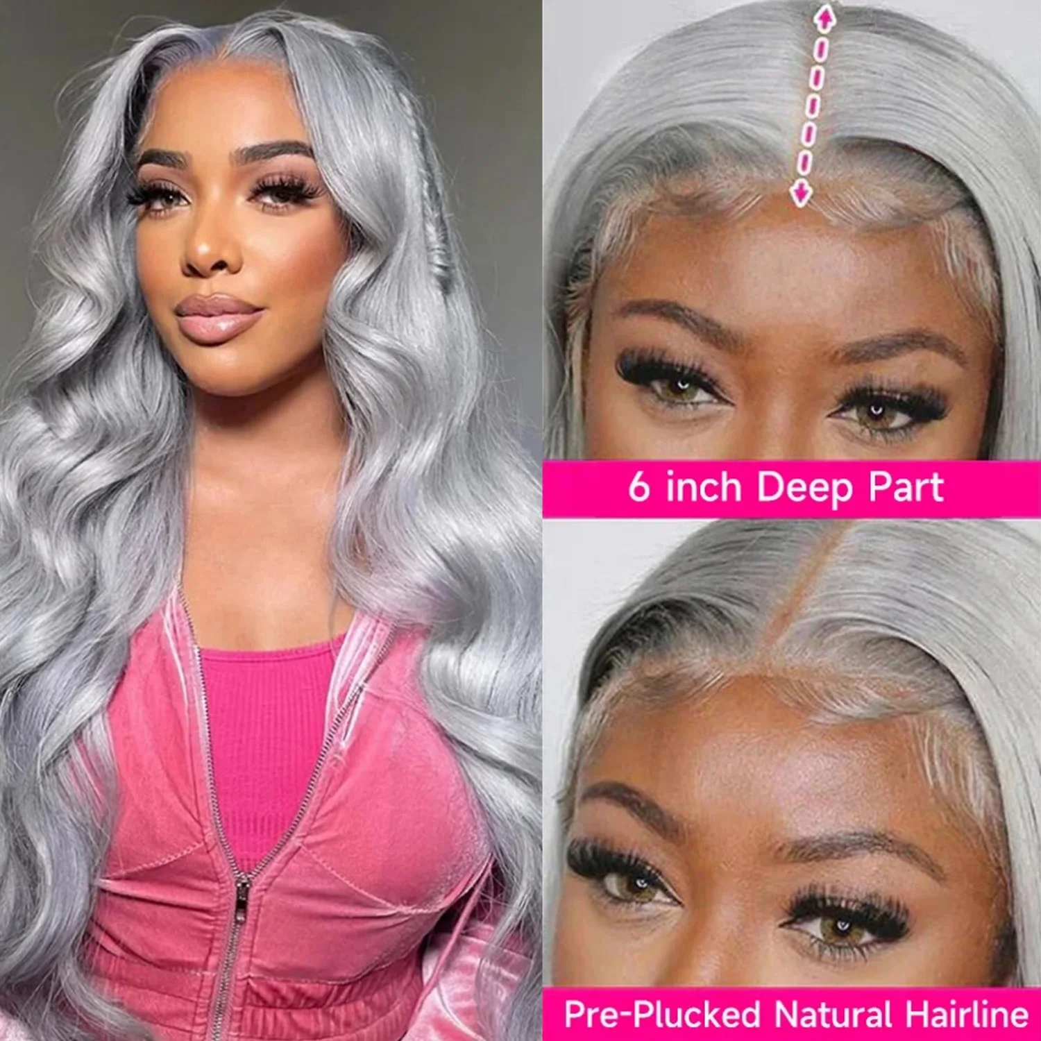 رمادي 13x4 الدانتيل الجبهة خصلات الشعر المستعار الإنسان UHD شفاف البرازيلي الشظية رمادي ملون الجسم موجة الدانتيل شعر مستعار أمامي قبل قطعها #3