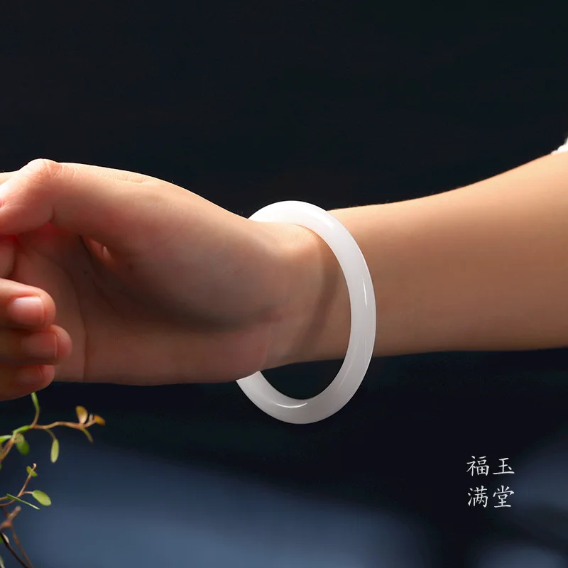 

Natural Xinjiang Hetian Golden Silk Beauty Girl's Hand Jewelry Gift Jade Small Thin Round Bar Bracelet