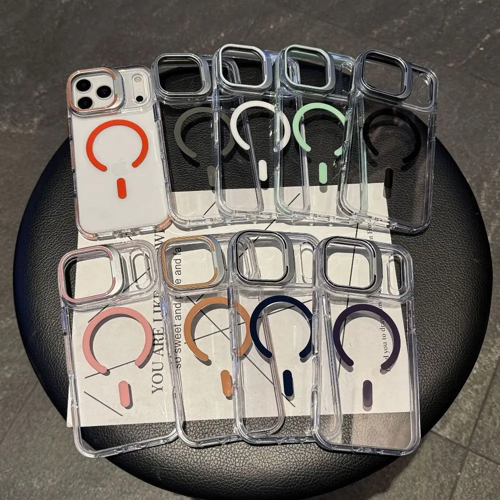 

Back Lens Stand with Phone Case for iPhone Air 12 13 14 15 16 Plus 17 Pro Max with Support Magnetic Charging