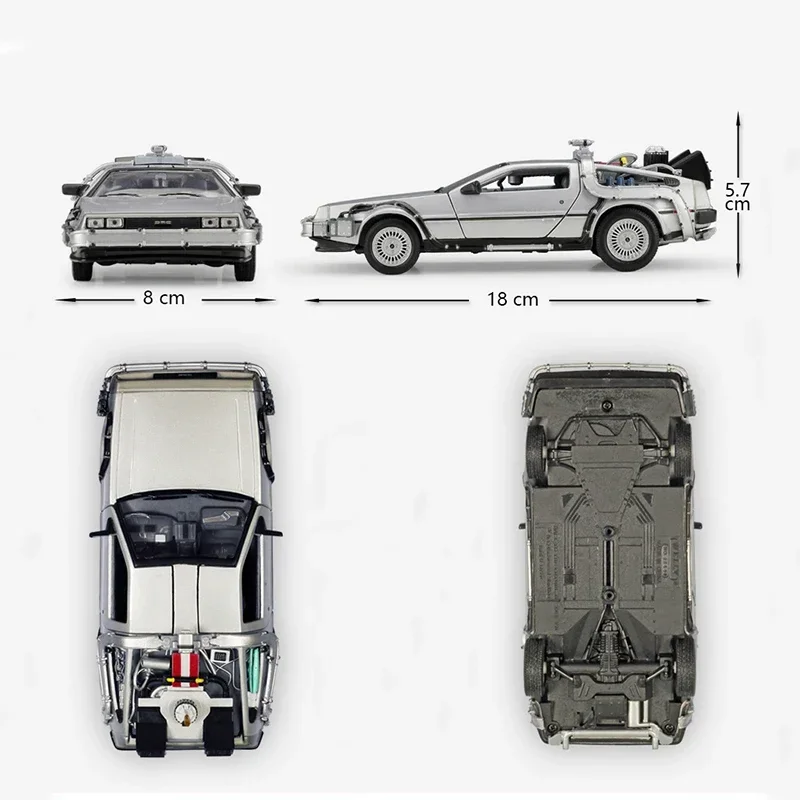 Welly 1:24 DMC-12 Delorean Back To The Future Time Machine Diecast Alloy Model Car Metal Car For Kid Boy Toy Gift Collection