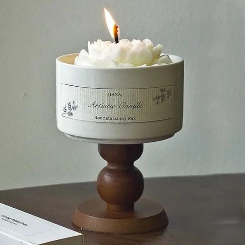 

French Camellia Ceramic Cup Aromatherapy Candle Ins Style Bedroom Fragrance Decoration