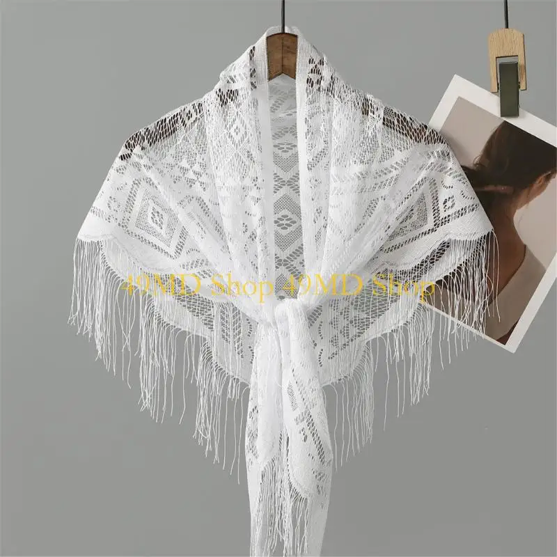 49MD Lightweight Sheer Lace Scarf Breathable Design For Year Round Comfort Elegant Addition To Any Outfit