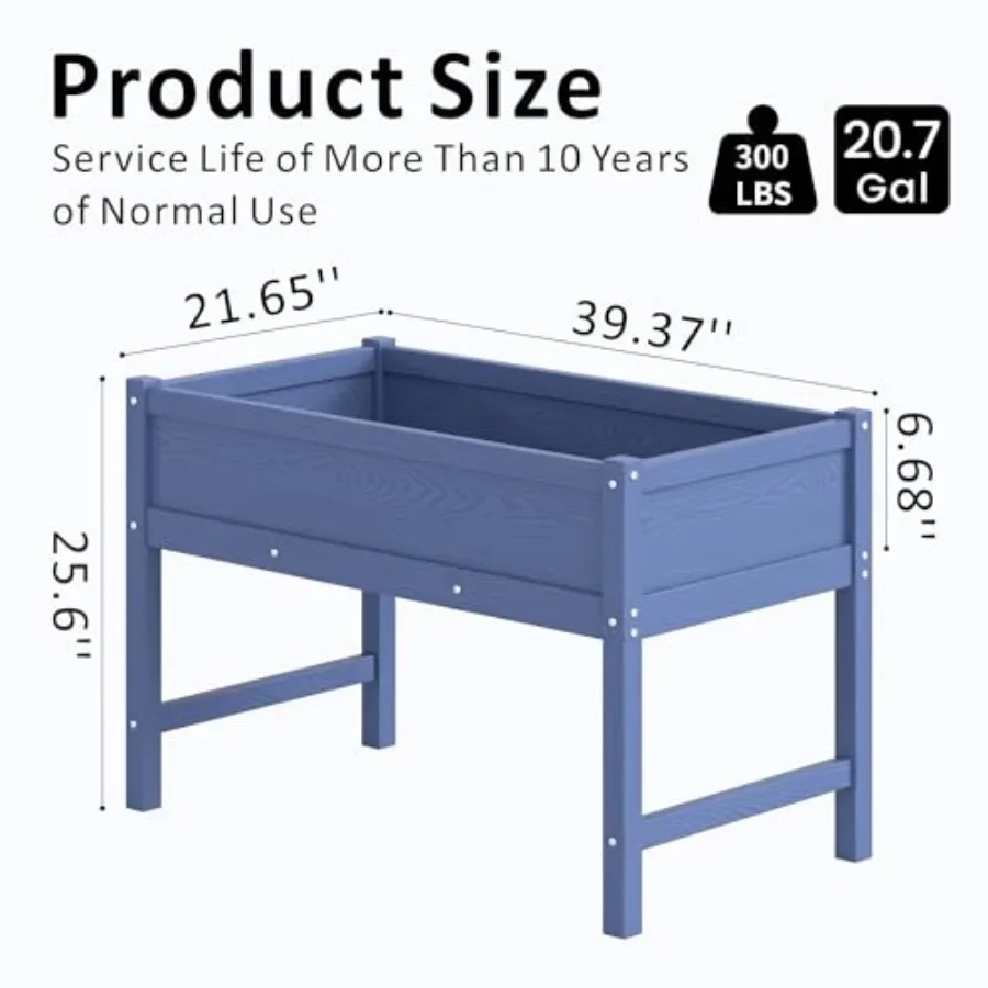 Raised Garden Bed Outdoor with Legs, HDPE Elevated Planter Box Rot-Resistant and Non-Cracking, Raised Beds for Gardening for Ba