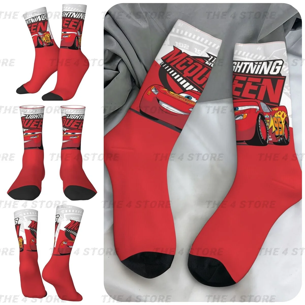 

Lightning Mcqueen High elasticity polyester fiber cosy Unisex Warm Happy 3D color printing Socks