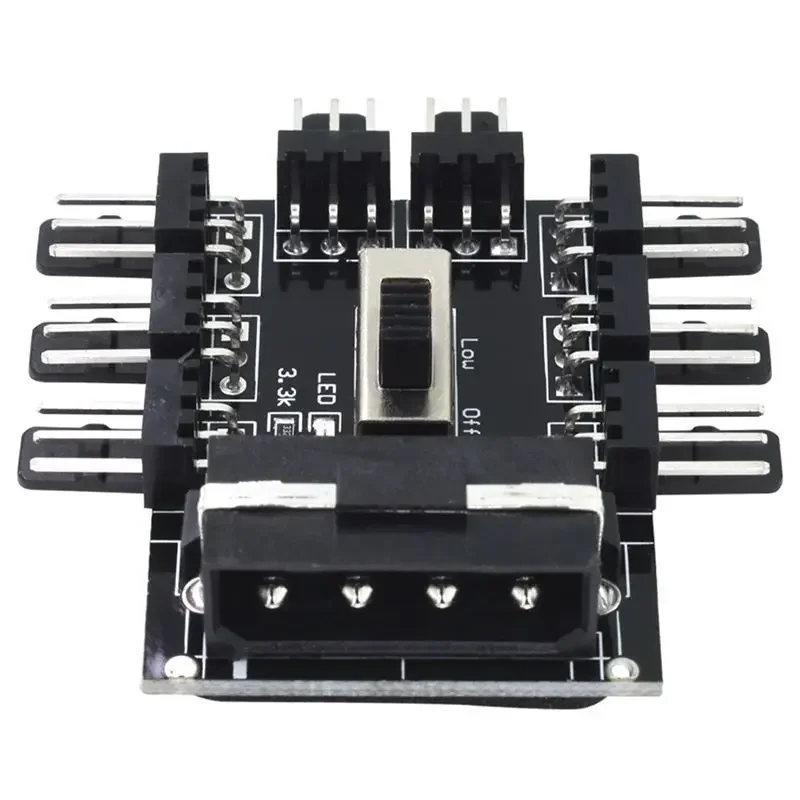 Ventilador Hub de 1 a 8 3 pines Pwm Sata Molex Splitter PC Cable de minería 12V Power supply Cooler Speed Controller 4pin/SATA adaptador