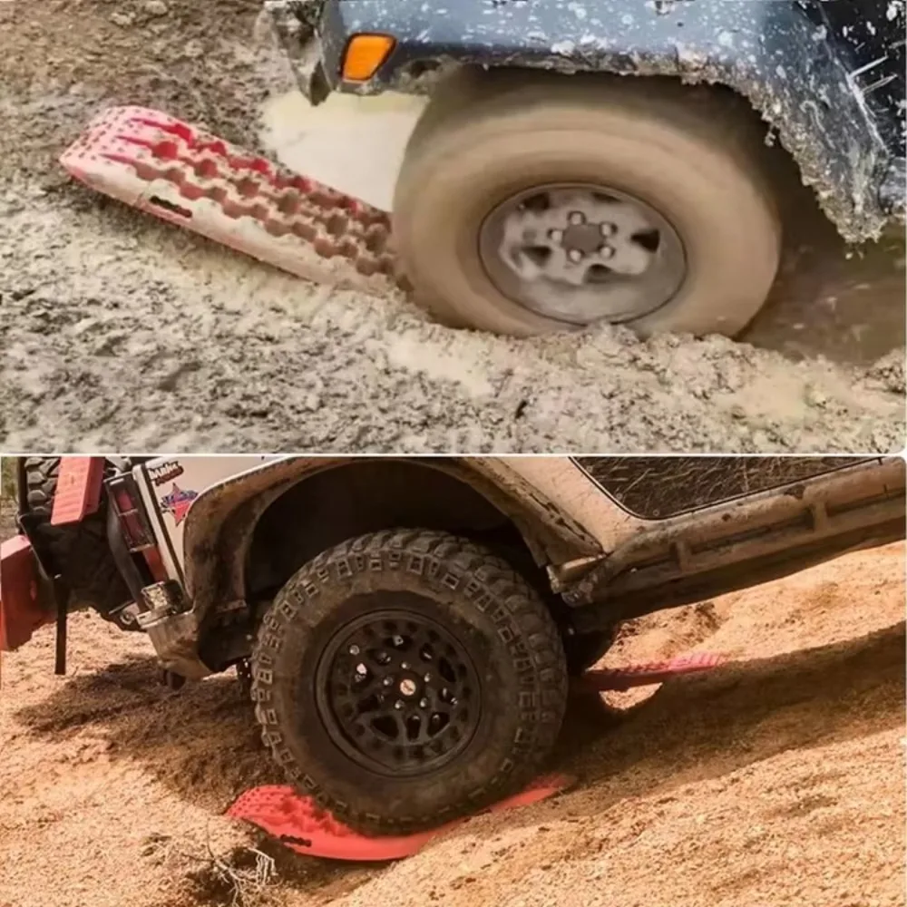 1/2 قطعة سوبر قوي عالية القوة PP سيارة اكسسوارات خارج الطريق لوحات سحب السكك الحديدية استرداد أداة إنقاذ الطوارئ الثلوج الرمال الطين - 4