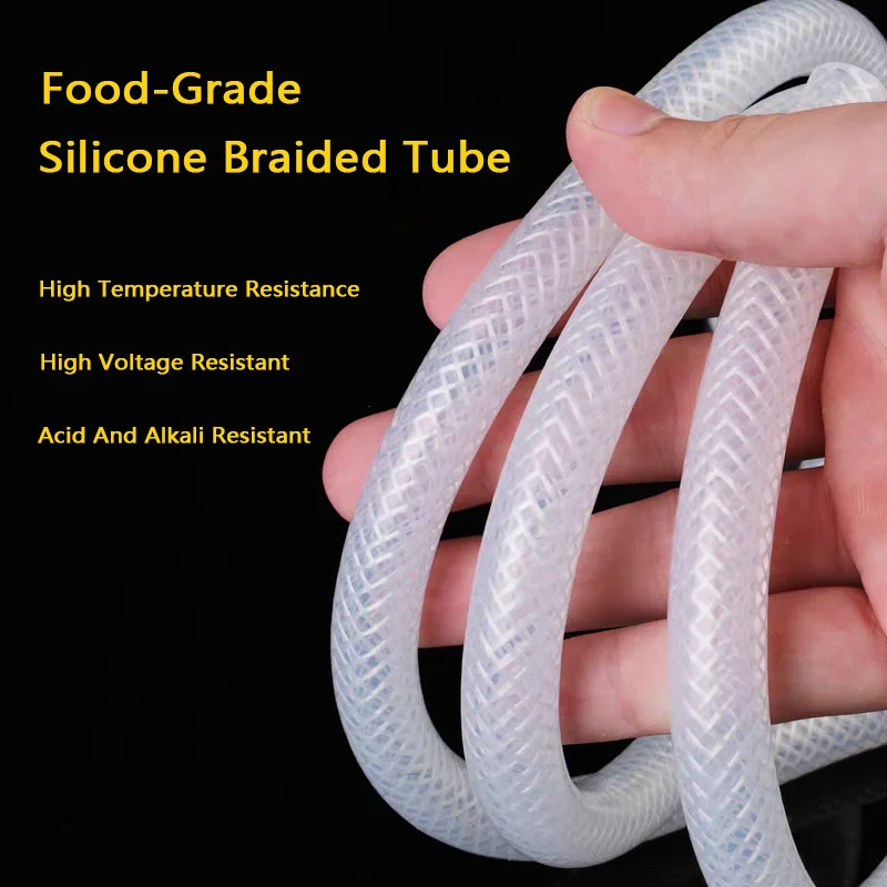 

1 M High Pressure Braided Silicone TubeID 3-50mm Food Grade Steam Distillation Rubber Hose Heat Resistant Flexible Rubber Tube