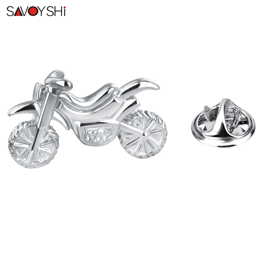 SAVOYSHI Silver motorcycle Men Lapel Pin Brooches Pins Gift for Mens Brooches Collar Party Gift Jewelry