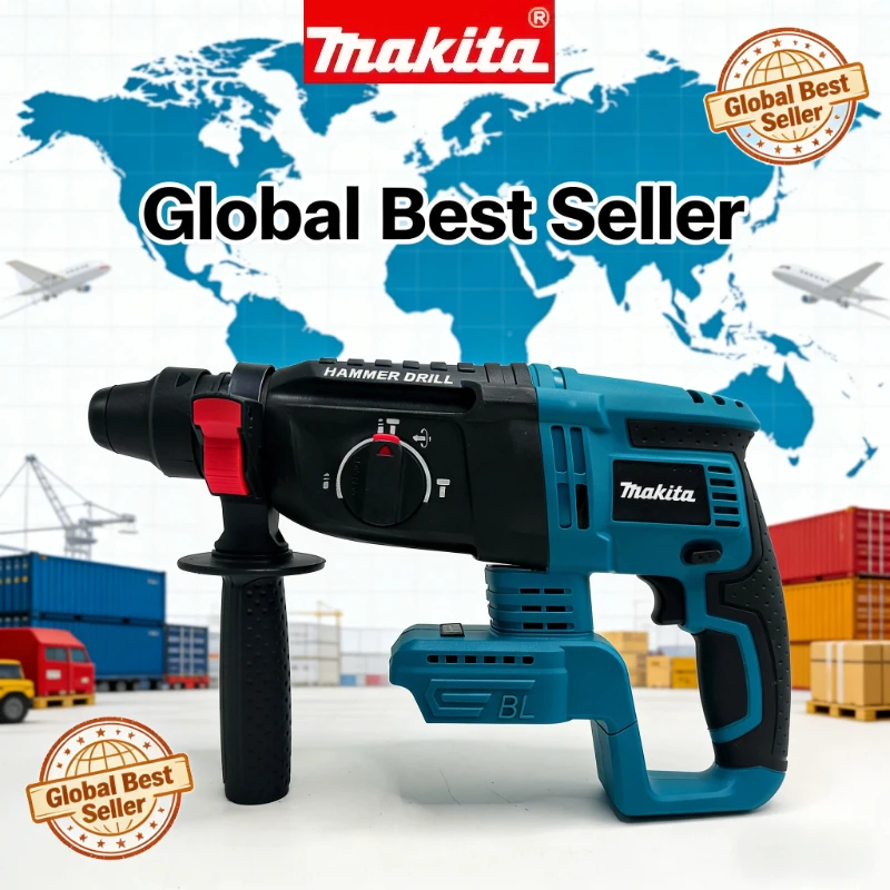 

Беспроводной ударный шуруповерт Makita 26 мм, бесщеточный, 18В, с литиевой батареей, электроинструменты Makita 18В ﻿