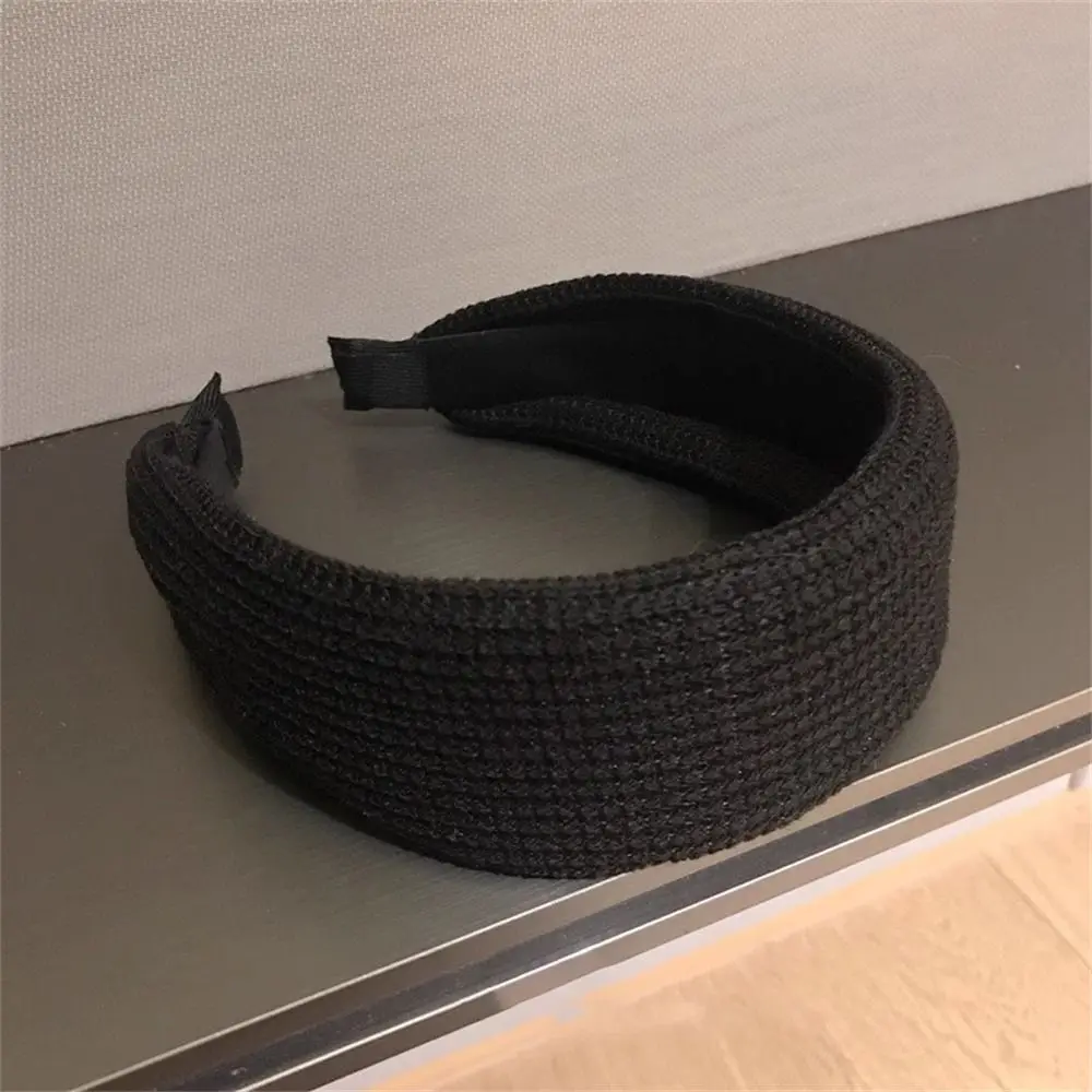 Daily Knitted Wide Headband Solid Color Pleated Hairband Headwear for Autumn Winter