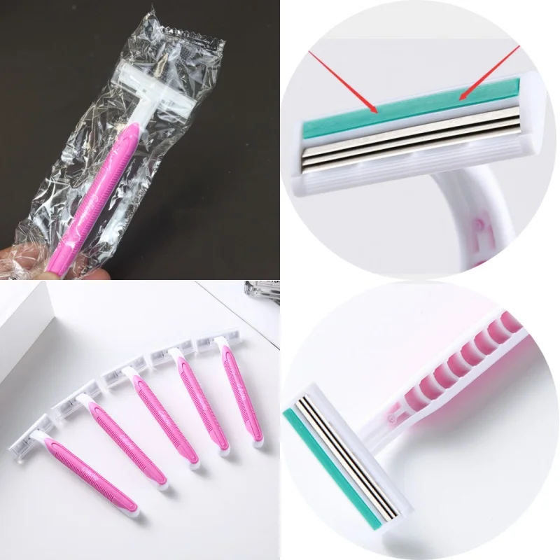 Disposable Female Shaver with 3-Layer Stainless Steel Blade for Armpit Leg Pubic Hair Removal Skin Friendly Lightweight Design