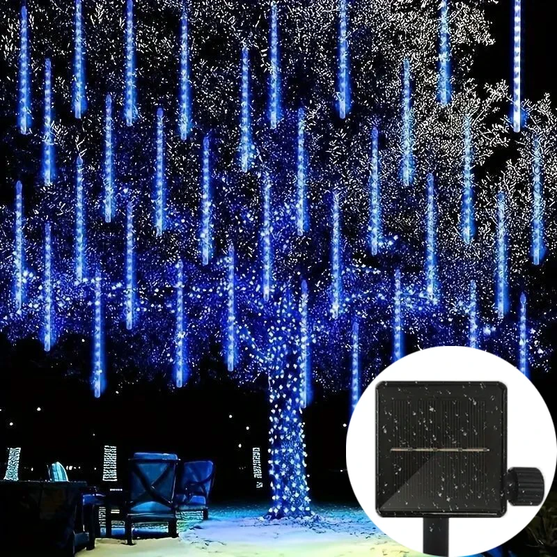 Luces solares de Navidad para exteriores, cadena de luces de lluvia de meteoritos que cae, para fiesta, jardín, decoraciones de vacaciones, 30/50cm