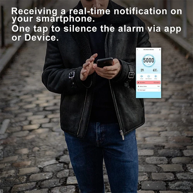 شاشة مراقبة جودة الهواء في 1 ، كاشف ثاني أكسيد الكربون الكهروضوئي ، إنذار الحريق ، ثاني أكسيد الكربون ، درجة الحرارة ، الرطوبة