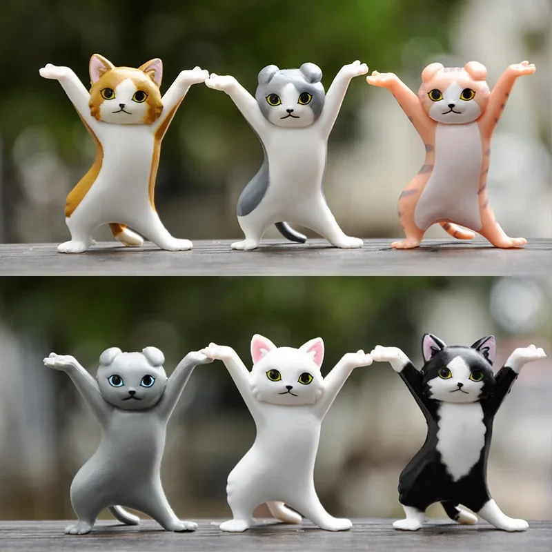 Dancing Cat Models Figure Decoration Animation Cat Model Fashion Toy Enchanting Cat Capsule Toy Doll Cake Decoration