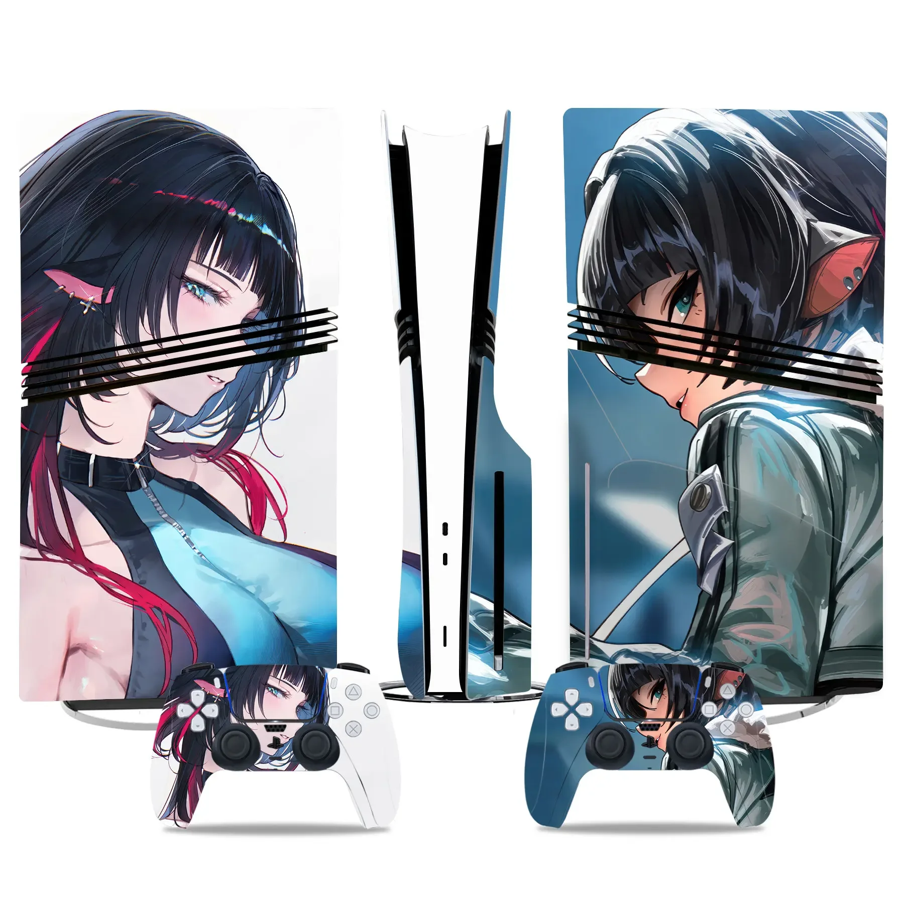 Anime girls designs for PS5 Pro Disc Skin Cover Protector Vinyl Sticker For PS5 pro disk Console and 2 Controller Skin sticker
