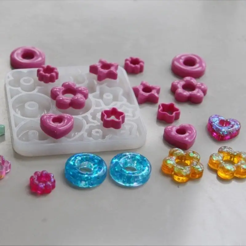 

R3MC Silicone Keychain Molds Resin Jewelry Heart Star Flower Earring Molds Epoxy Resin Accessories for Making Accessories