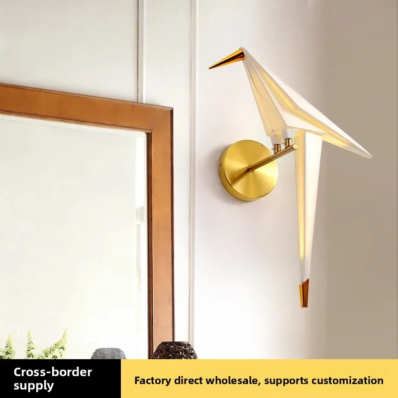 

Crane Wall Light, Nordic Creative Art Sconce, 85-265V Wide Voltage LED Wall Lamp for Bedroom Dining Room Stairway Hallway
