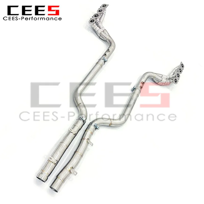 CEE مشعب العادم لمرسيدس بنز C63 AMG W204 6.2L 2011-2015 رأس الفولاذ المقاوم للصدأ النازل نظام أنابيب عادم السيارة #3