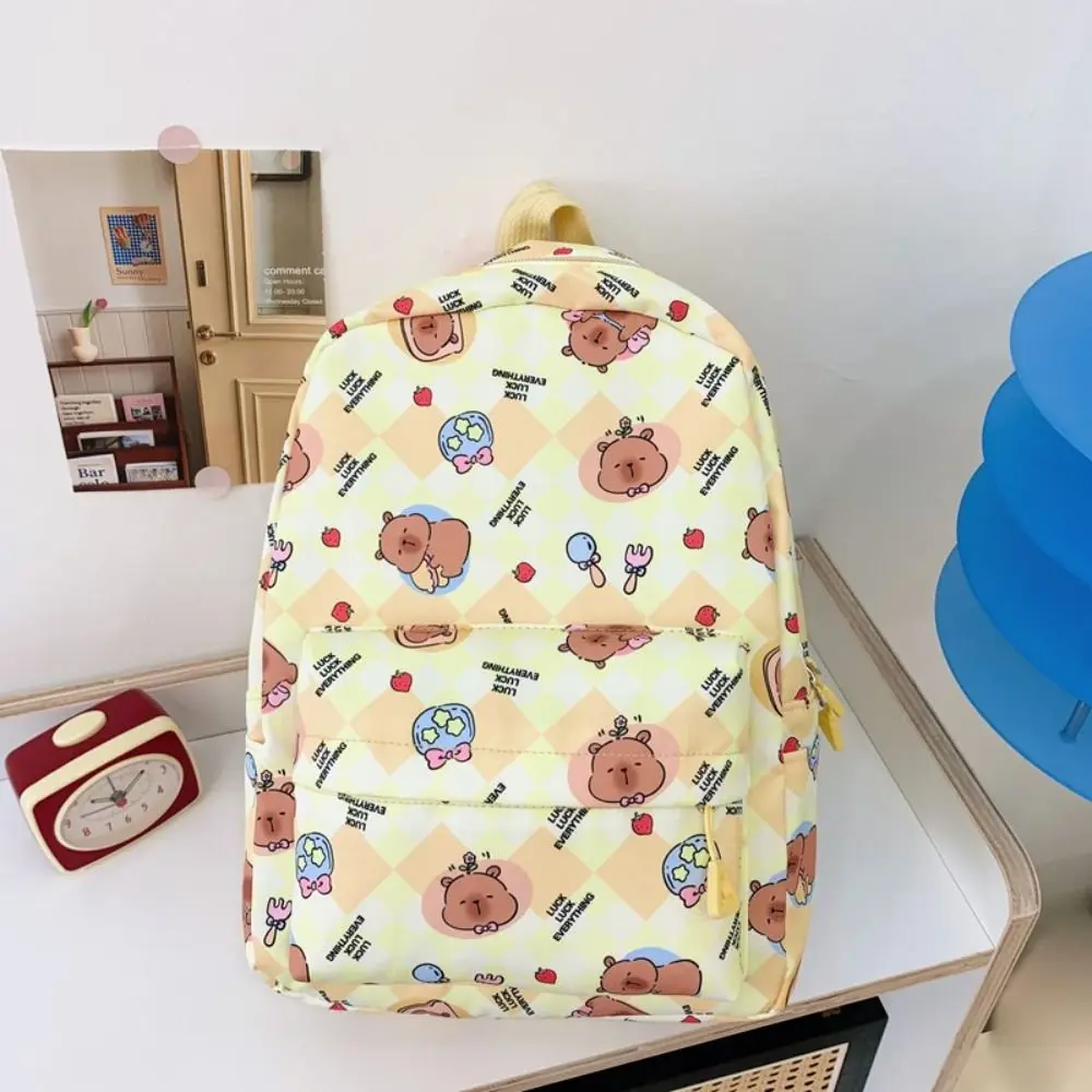 High Quality Nylon Capybara Backpack S/L Size Large Capacity Schoolbag Lightweight Capybara Rucksack Children