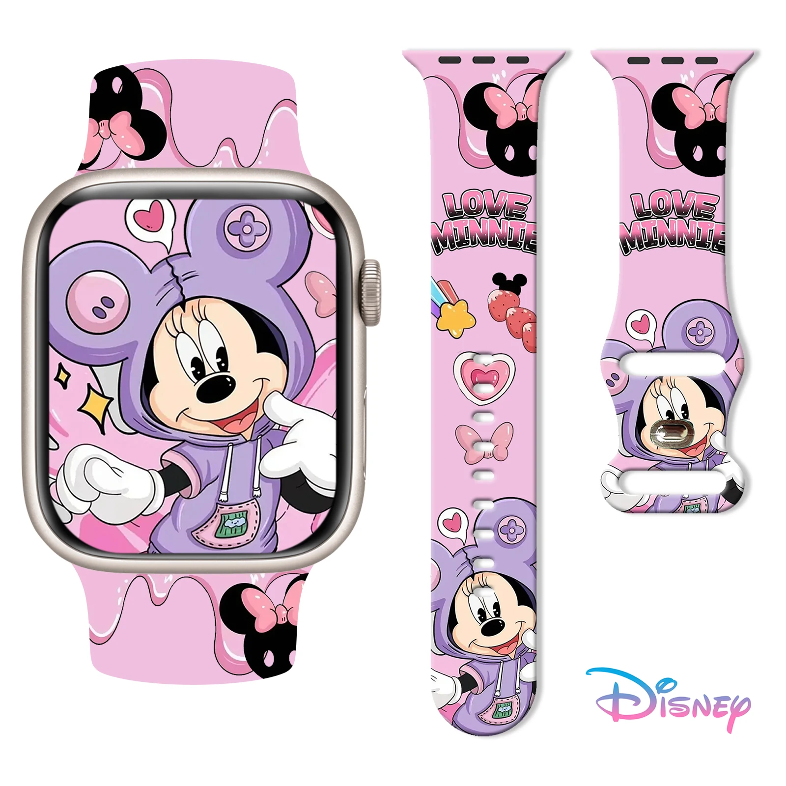 Disney Mickey Printed Strap for Apple Watch 11 10 9 8 SE Silicone Band Replaceable Watchband for iWatch 46mm 44mm 42mm 41mm Band