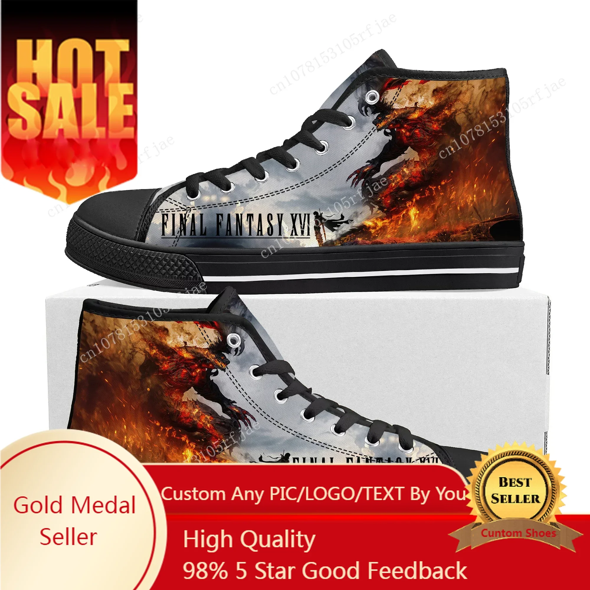 

Final Fantasy 16 High Top Sneakers Hot Cartoon Game Mens Womens Teenager High Quality Canvas Sneaker Custom Built Couple Shoes
