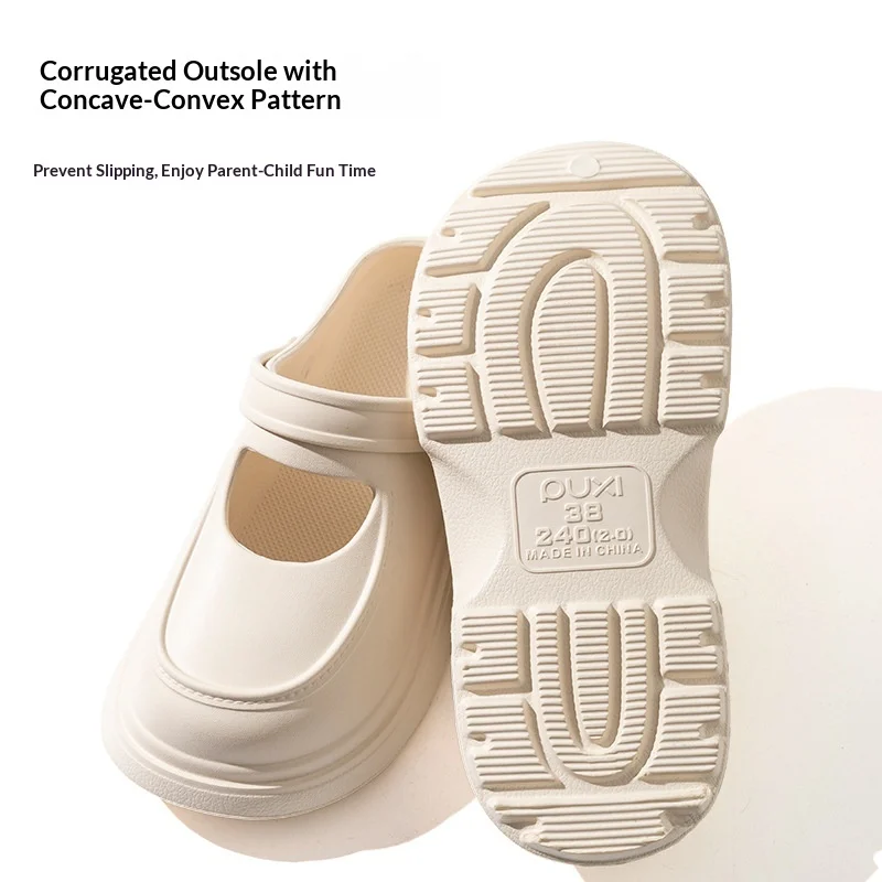 

Puxi Baotou Single Shoes Women's Summer Soft Bottom Versatile Simple Hole Shoes Summer Outerwear Retro Mary Jane Sandals