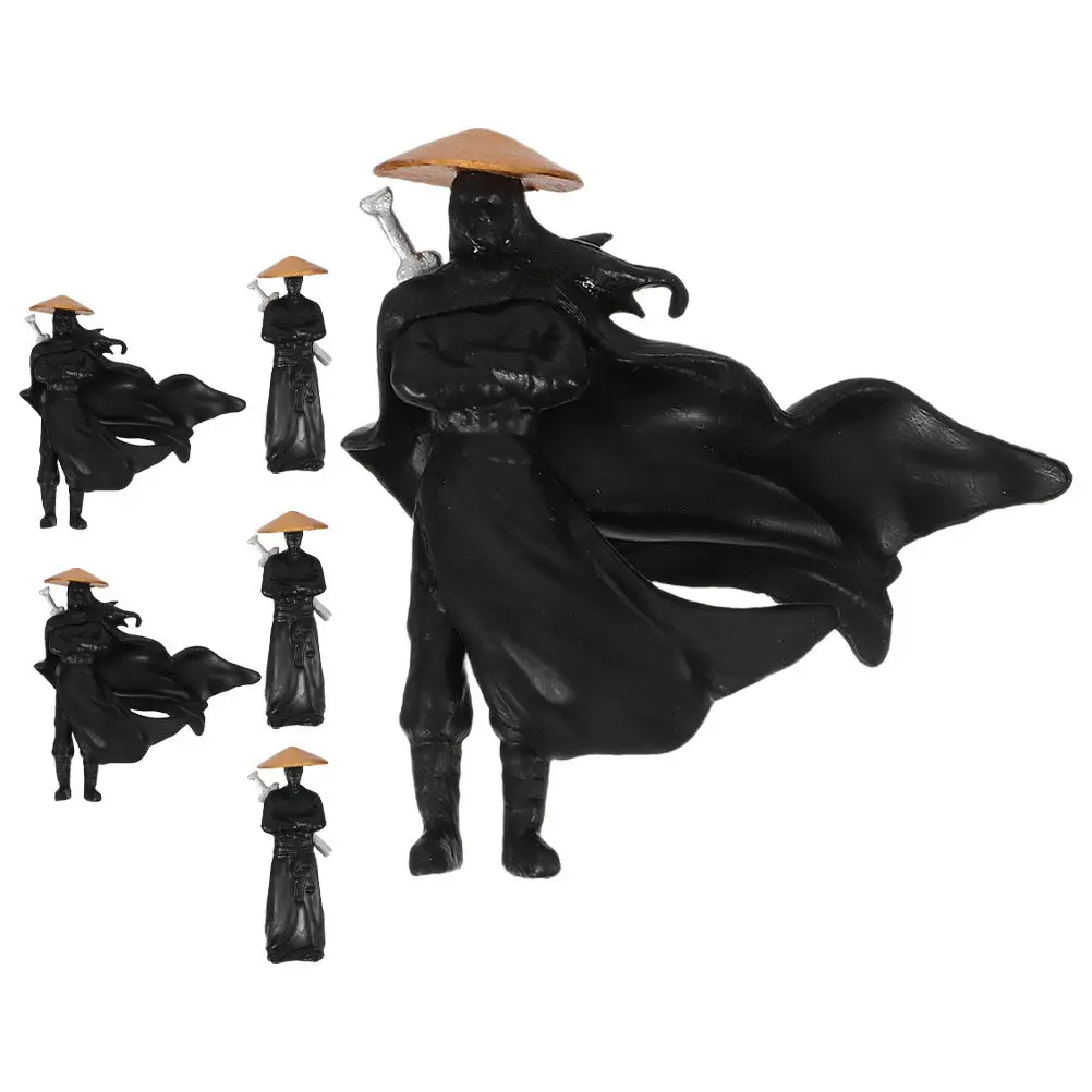 6Pcs Ancient Chinese Warrior Statues Elegant Plastic Micro Landscape Decoration Bonsai Fish Tank Garden Desktop Ornaments