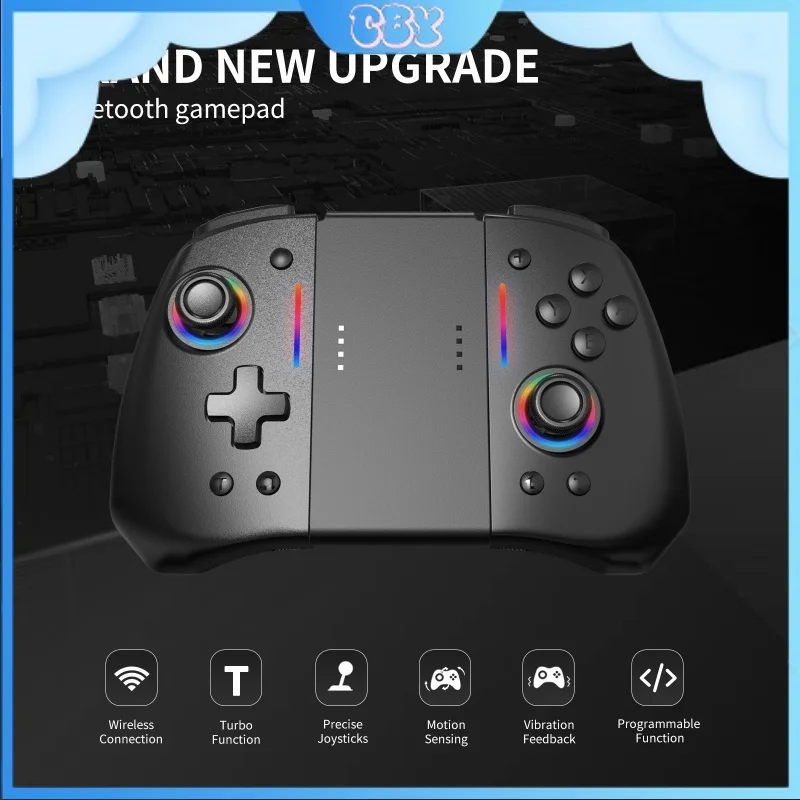 

2024 New Wireless Gamepad Switch/Lite Oled With Rgb Lighting Vibration Somatosensory Burst Joycon Handle Type-C Interface