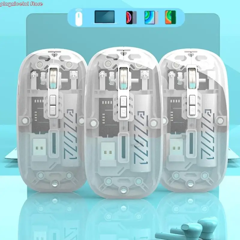 

E8BA Clear Shell Quiet Wireless Mouse Double Mode Design Rechargeable