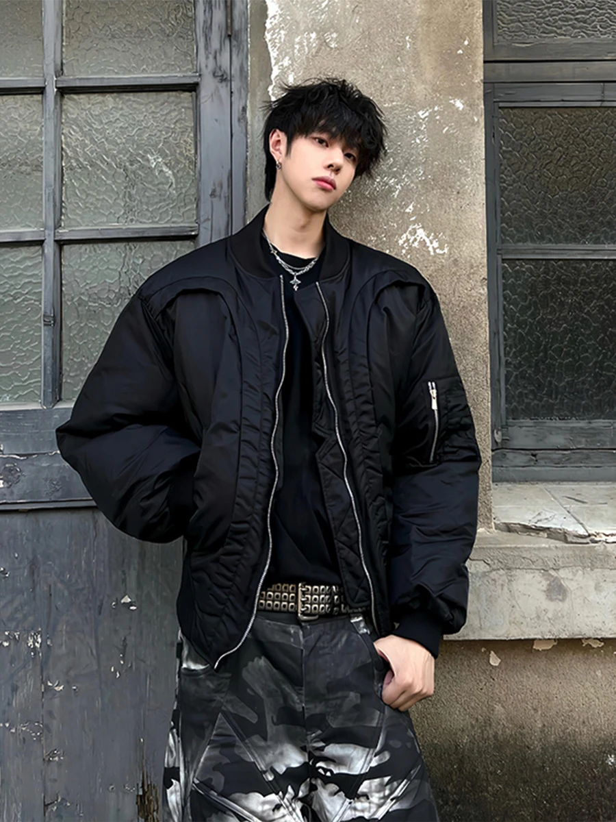 

Мужская зимняя утепленная хлопковая куртка-бомбер в американском стиле, деконструированная, из хлопка, для активного отдыха