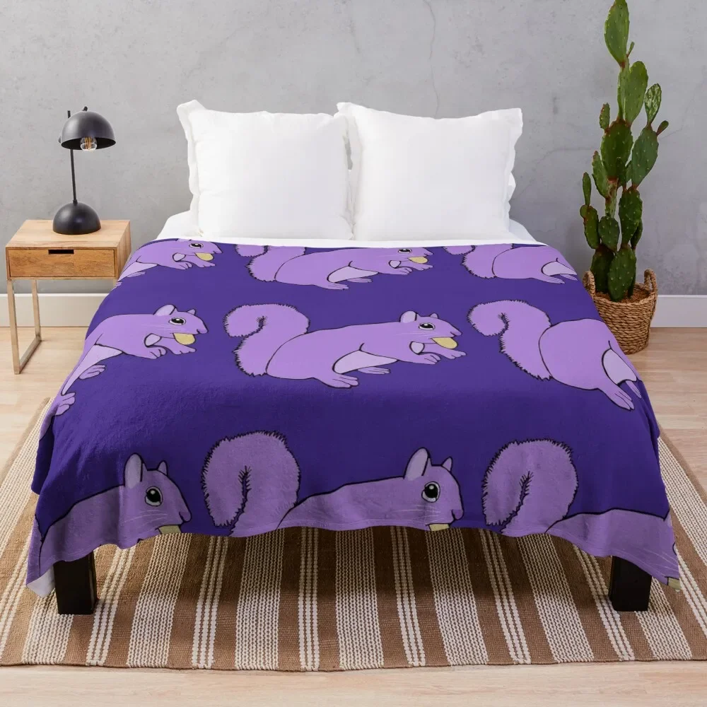 

Purple Squirrel With Nut Throw Blanket Luxury Brand valentine gift ideas manga Summer Blankets