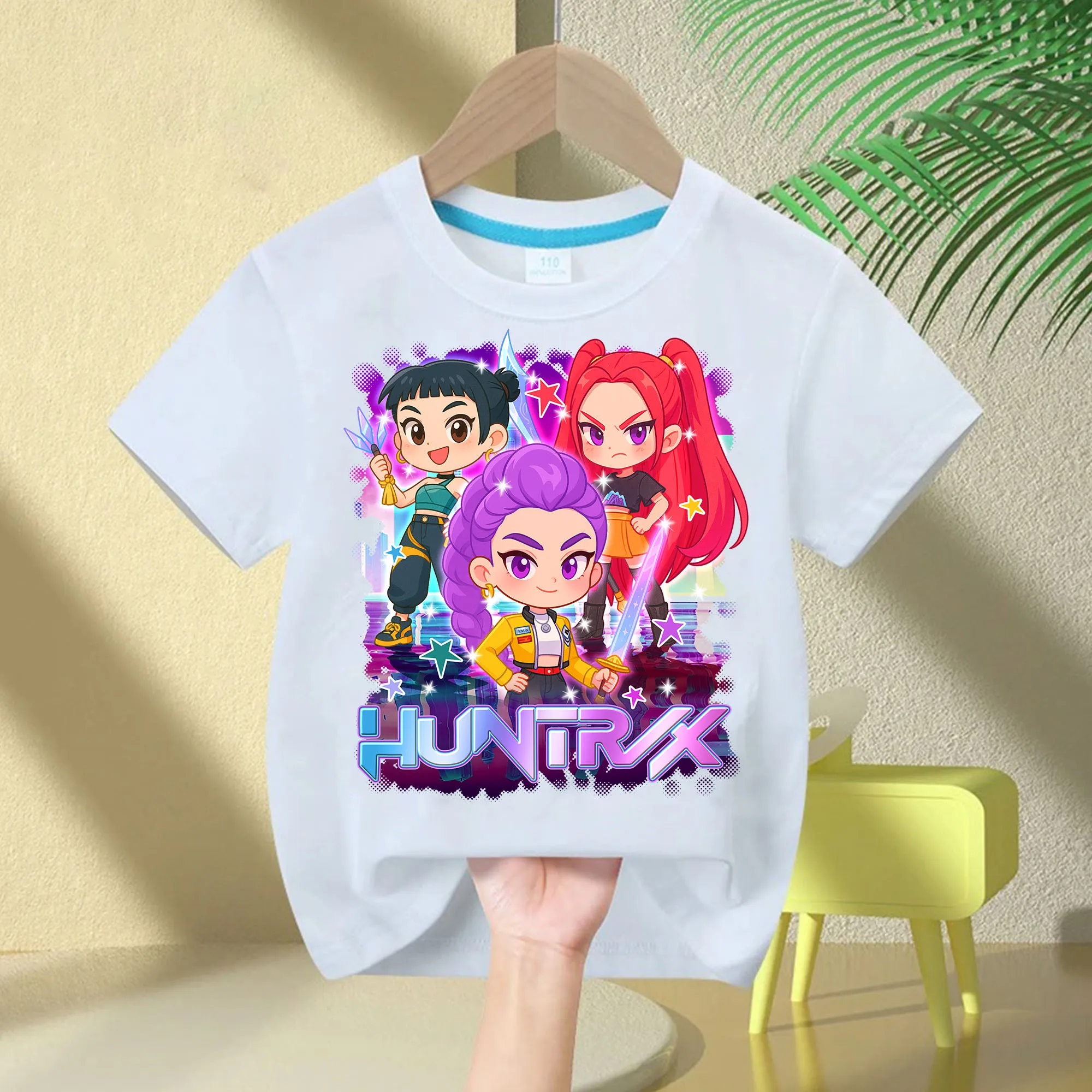 

Футболка Turtle Planet Witch Hunter Group с короткими рукавами и круглым вырезом с принтом, чистый хлопок, детский стиль (для мальчиков и девочек)