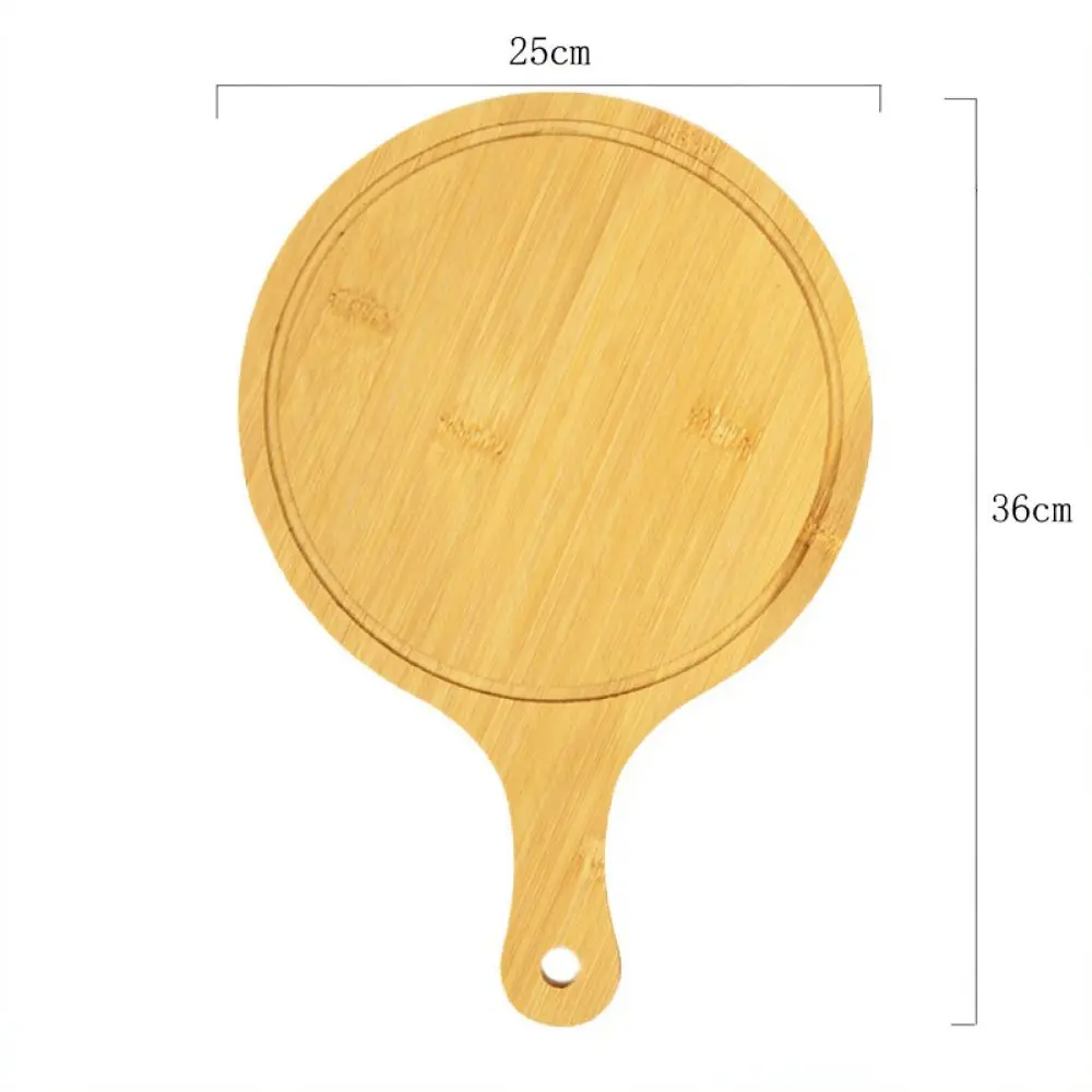 Natural Bamboo Wooden Serving Tray Round Pizza Board Steak Platter Kitchen Dining Tool Food Display Plate Minimalist Decor