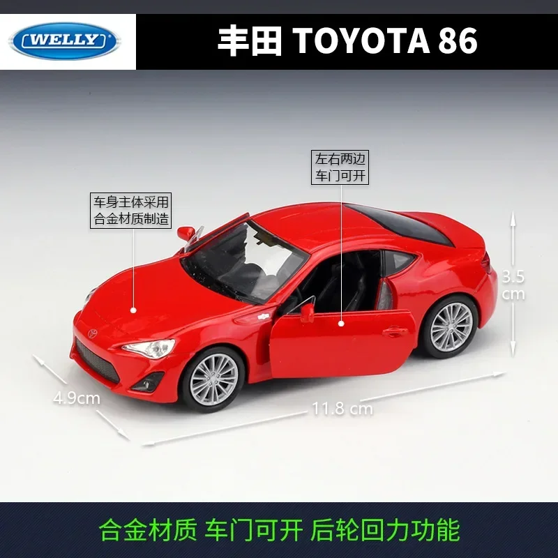 Welly 1:36 TOYOTA 86 alloy car model pull-back vehicle Collect gifts Non-remote control type transport toy