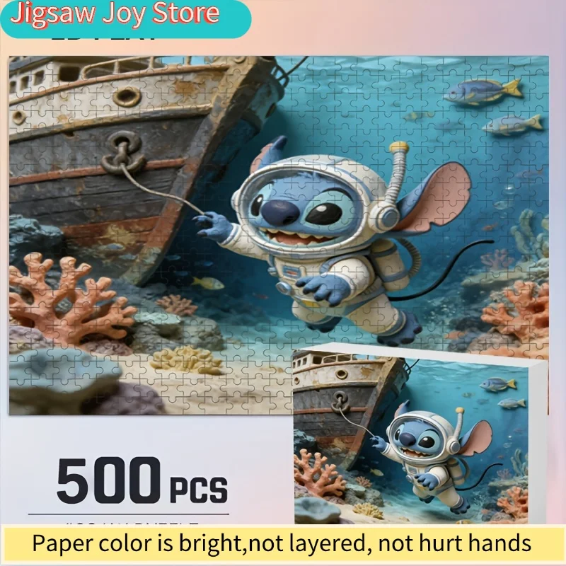 Druk 2D na płasko, dekoracja domu z motywem Disneya (Stitch i Myszka Miki), puzzle 2D na płasko, Disney, łamigłówka dla dorosłych, idealne dla rodziny