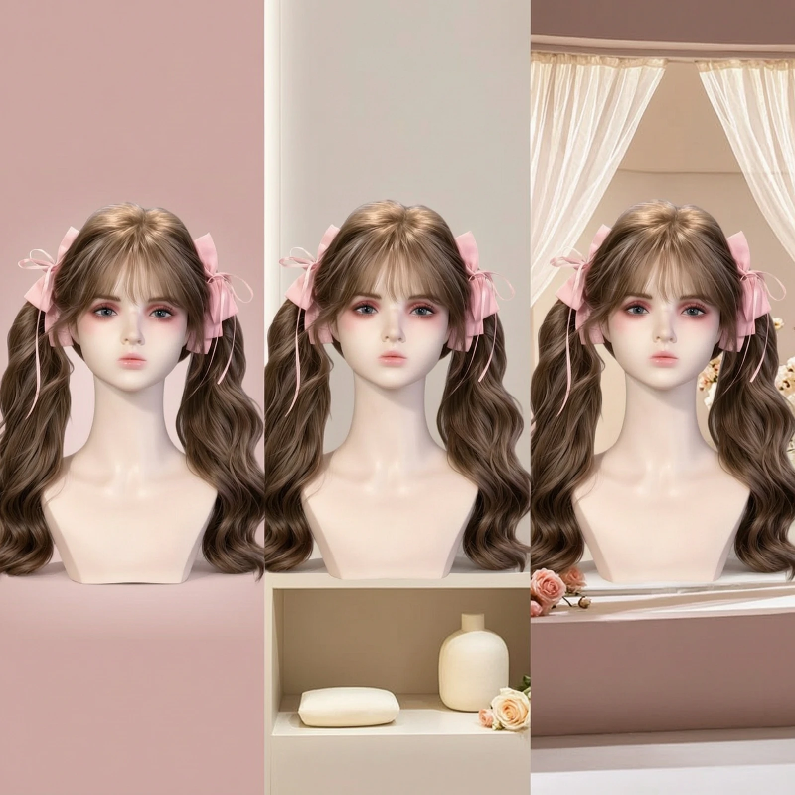 Female Mannequin Head Realistic Mannequin Head with Shoulders Lifelike Natural Makeup for Hair Stylists, Salons, Boutiques