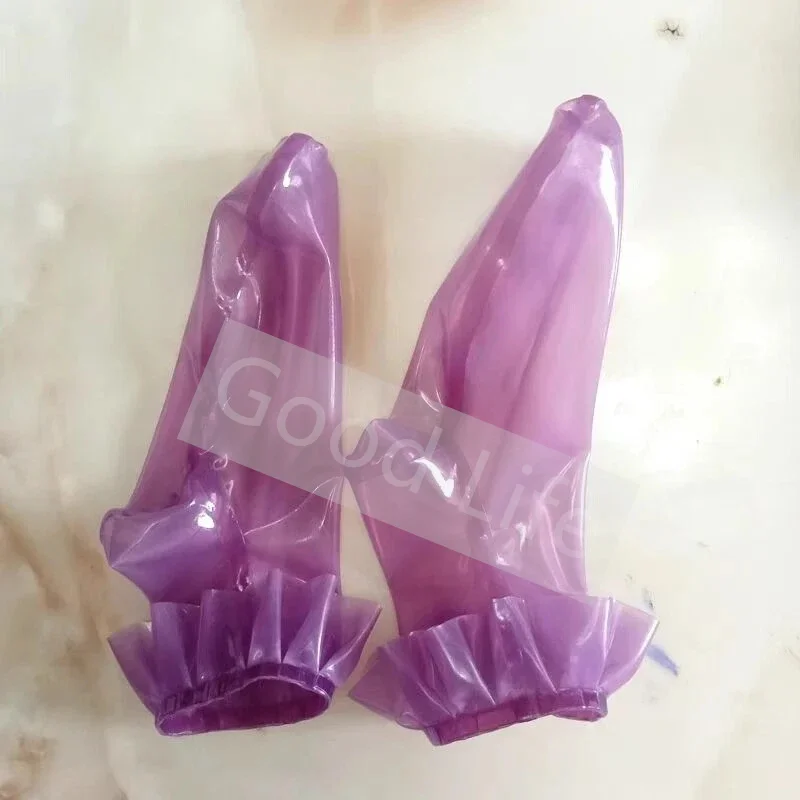 

100% Natural Unisex Latex Socks Sexy Women Sexy Ankle Cuffs With Ruffled Edge Decoration Club Wear