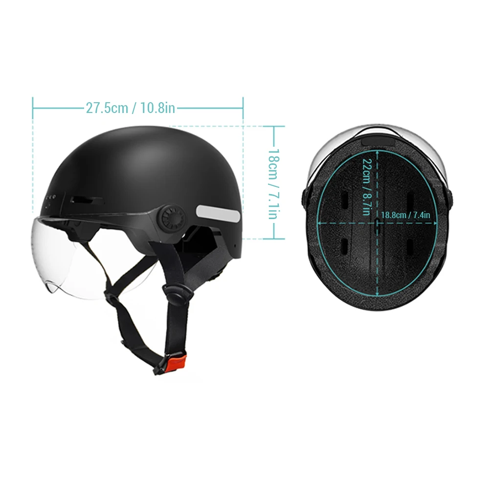 Smart Bike Helmet 1080p@30fps Camera 8 Hours Video 1300mAh for E-Bike Electric Scooter Helmet w/ Safety Lights Shock Absorption