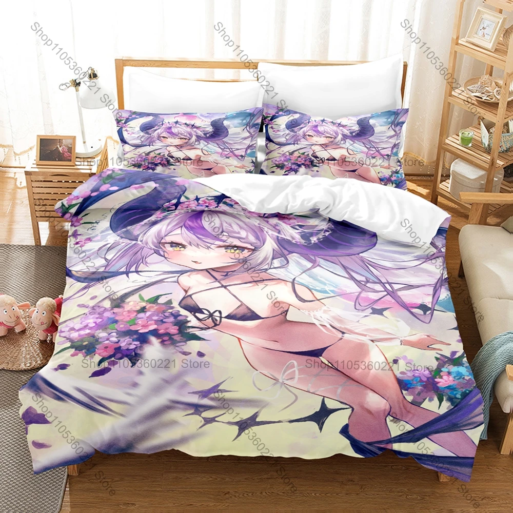 Cool Horn Demon Laplus Darknesss Black Crow Star Tail Portrait Duvet Cover Set For Global Plusmate Fans All Season