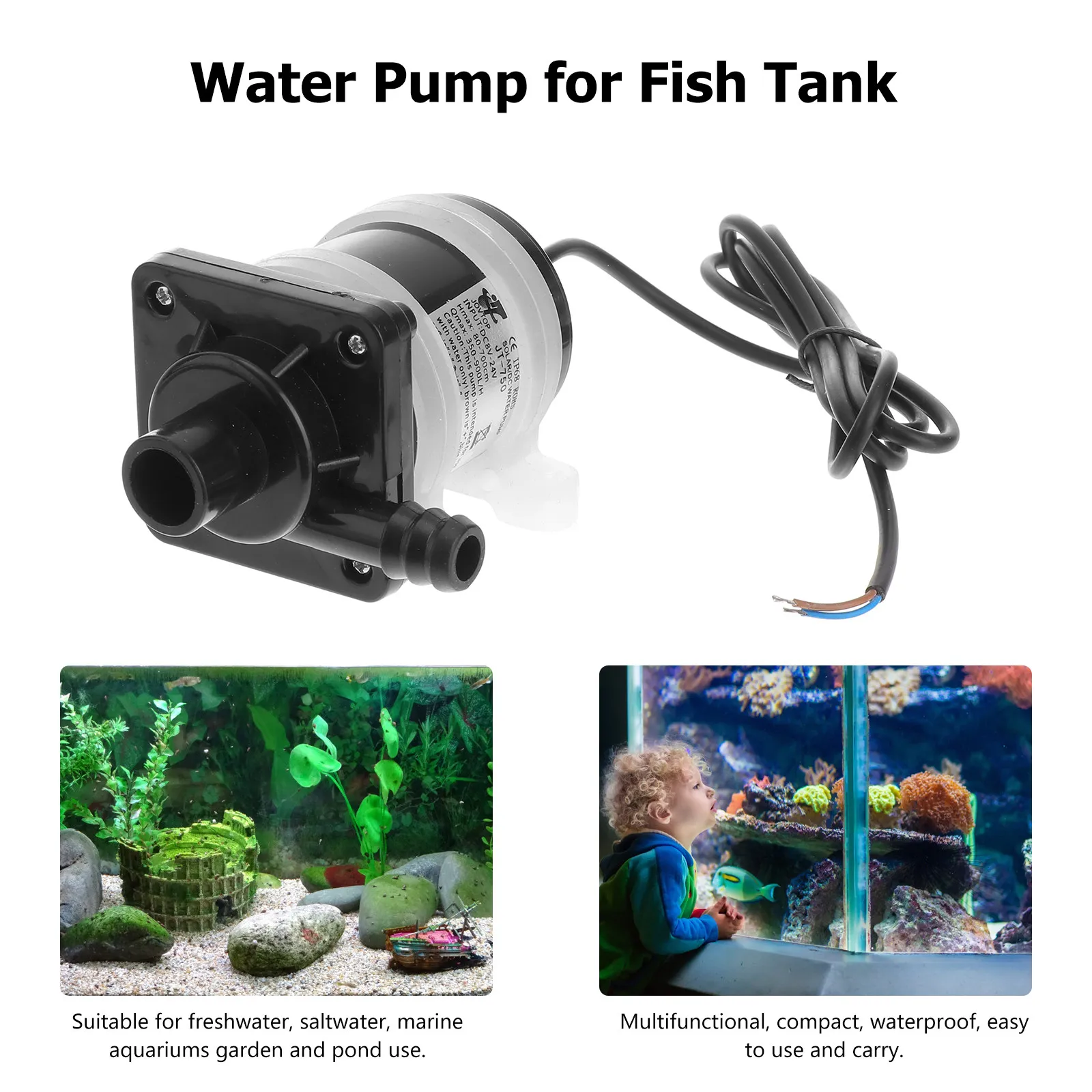 

Submersible Water Pump 24V Solar Powered Dc for Aquarium Freshwater Saltwater Filtration and Aeration