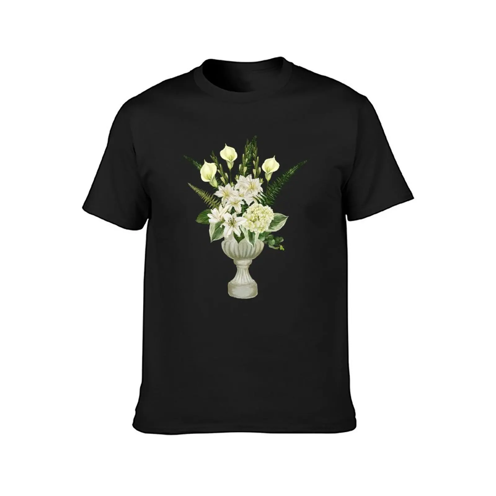 White flowers in vase T-Shirt sports fans customs design your own mens t shirts pack