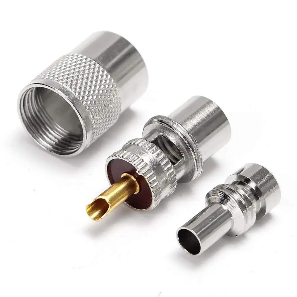 10Pcs Pl259 Solder Connector Plug Reducer Adapter Rg8u Rg58-3 Coaxial Cable Rf Connector Video Headend Radio Instrument