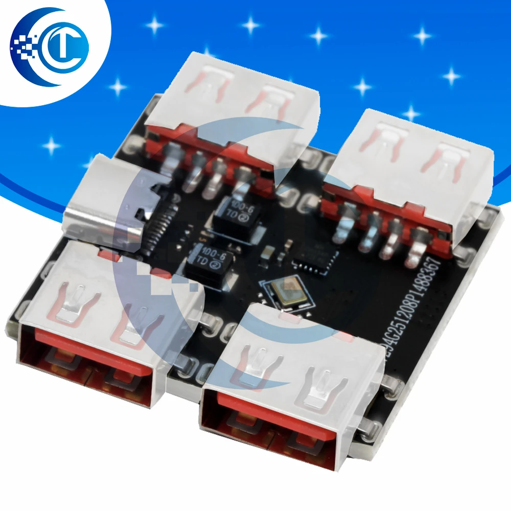 BS Brand 1PcsXL334P4/GL850G Type-C USB2.0 4-Port HUB Expansion Board, 4 Channel Splitter Module, 40MB/s