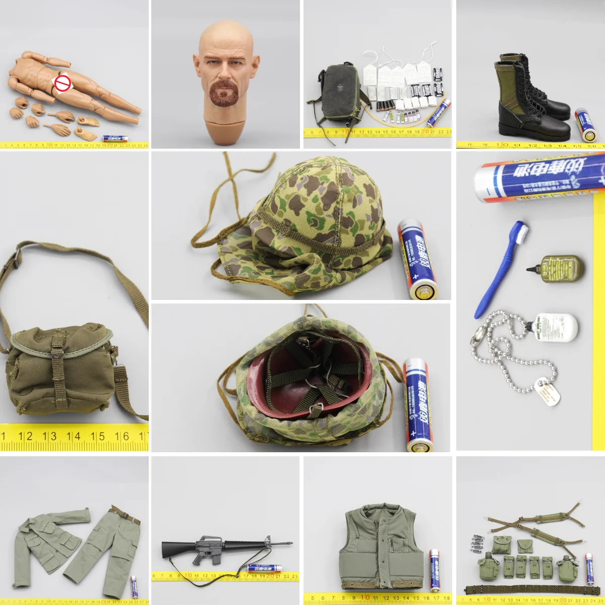 

New Arrival 1/6 QQRANGER QOTOYS QOM-1046 US. Soldier Vietnam Hospital Operation Male Head Uniform Hollow Shoe Chest Vest Model