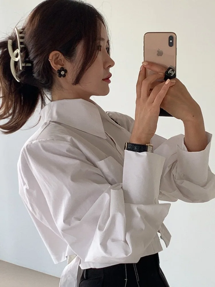 

Стильная женская рубашка на пуговицах из смесового хлопка с вырезами и бретелями, повседневная, универсальная, модная, весна 2026