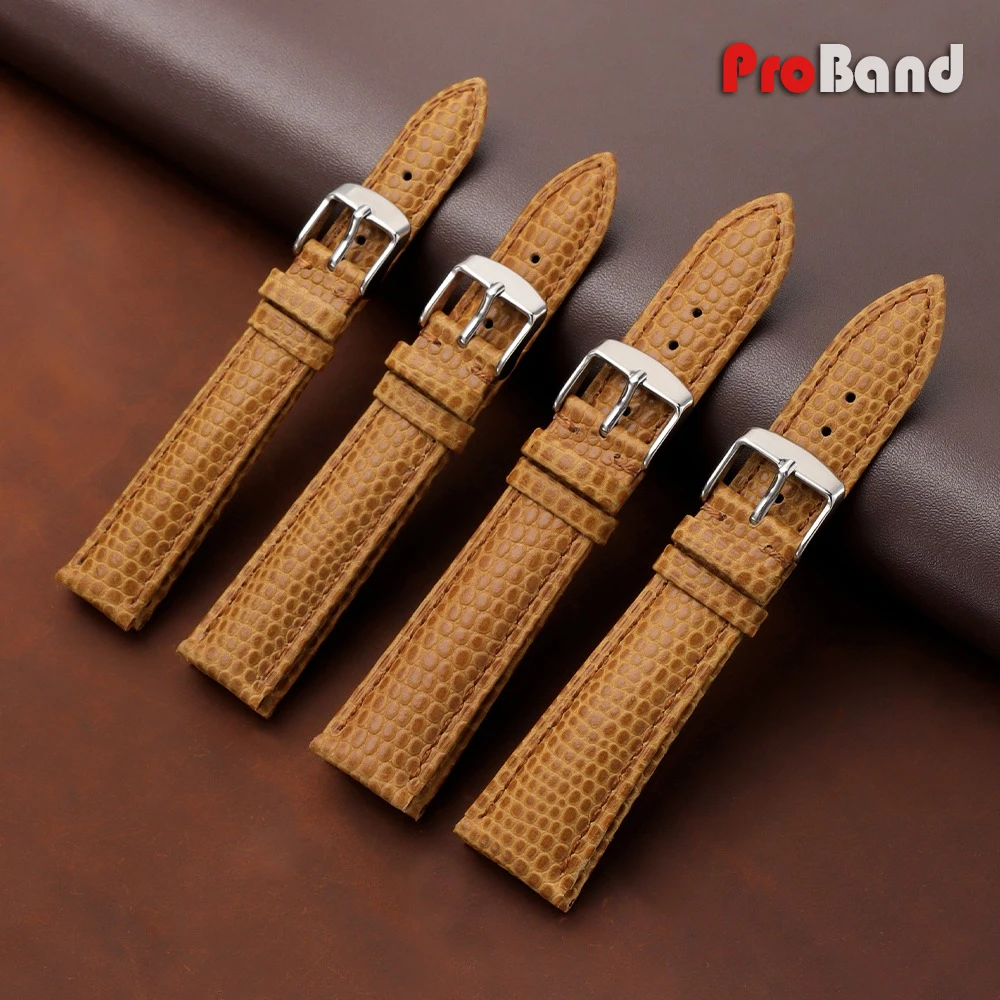 Genuine Leather Strap 16mm 18mm 20mm 22mm Lizard Pattern Cowhide Watchband for Seiko for Omega Men Waterproof Calfskin Bracelets