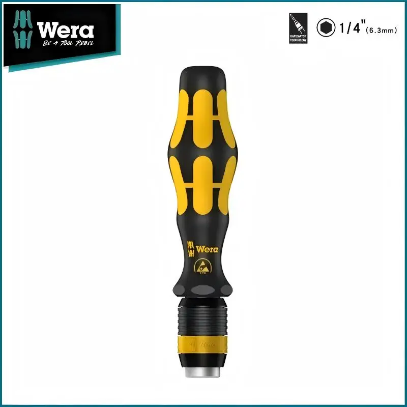 

WERA 813/813R/813R ESD/816R/816RA/816R Отвертка с держателем бит ESD: быстросъемная ручка, с антистатической версией ESD, ручной инструмент