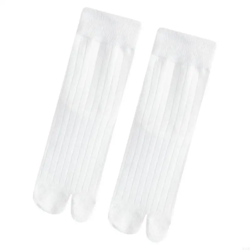 L38E Flop Split Toe Cotton Socks For Women Middle Calf Length Breathable Ribbed Design Two Toe Separator Socks Hosiery