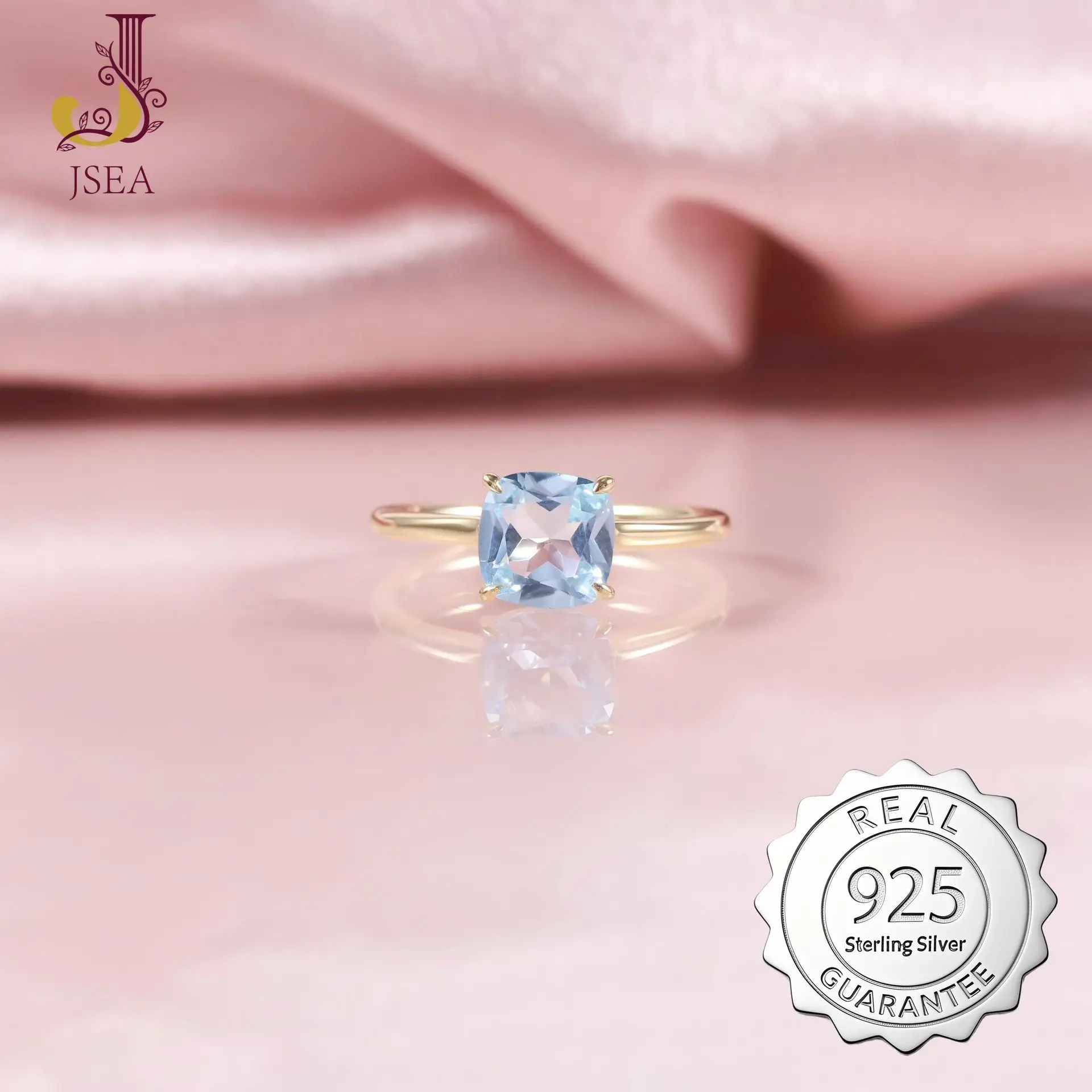 

Classic 1.75 Carat Square Ring - S925 Sterling Silver with Natural Topaz - Gold-Plated Jewelry